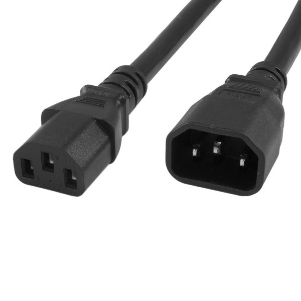 PW9D-12D-00001F Power Cord - NEMA C13 To C14 SJT, 14AWG 250V 15A, UL/CSA ,Black