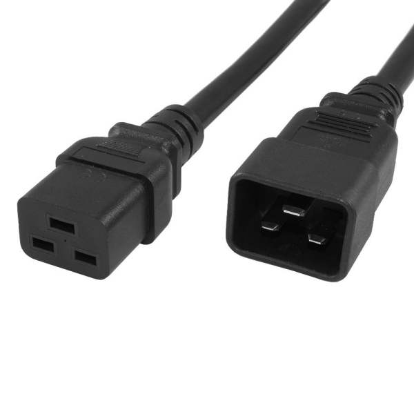  Power Cord - IEC 60320 C19 To C20 SJT, 12AWG 250V 20A , UL/CSA/RoHS, Black