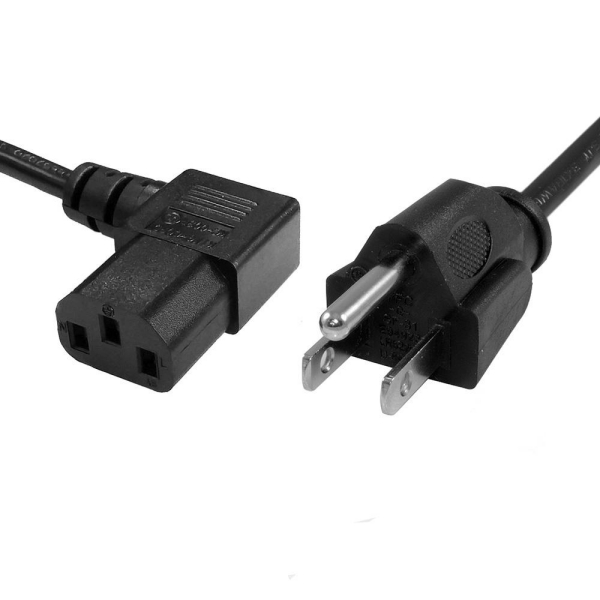 PWE101R Power Cord - 6FT Right Angle NEMA 5-15P To C13 SVT, 18AWG 125V 10A, UL/CSA ,Black