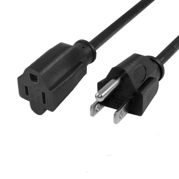 PW7D-43D-00001F Power Cord - NEMA 5-15P To 5-15R SJT, 16AWG X 3 125V 13A, UL/CSA ,Black